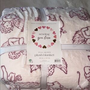 Plush Blanket valentine’s Day, Cupid,- Cream and Pink